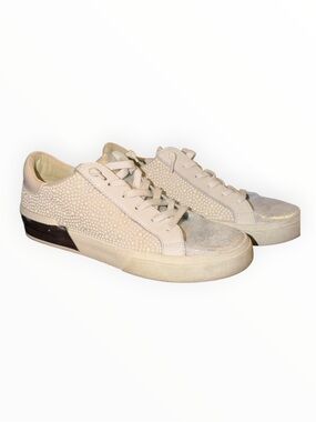 Dolce Vita Cream Pearl-Studded Low-Top Sneakers